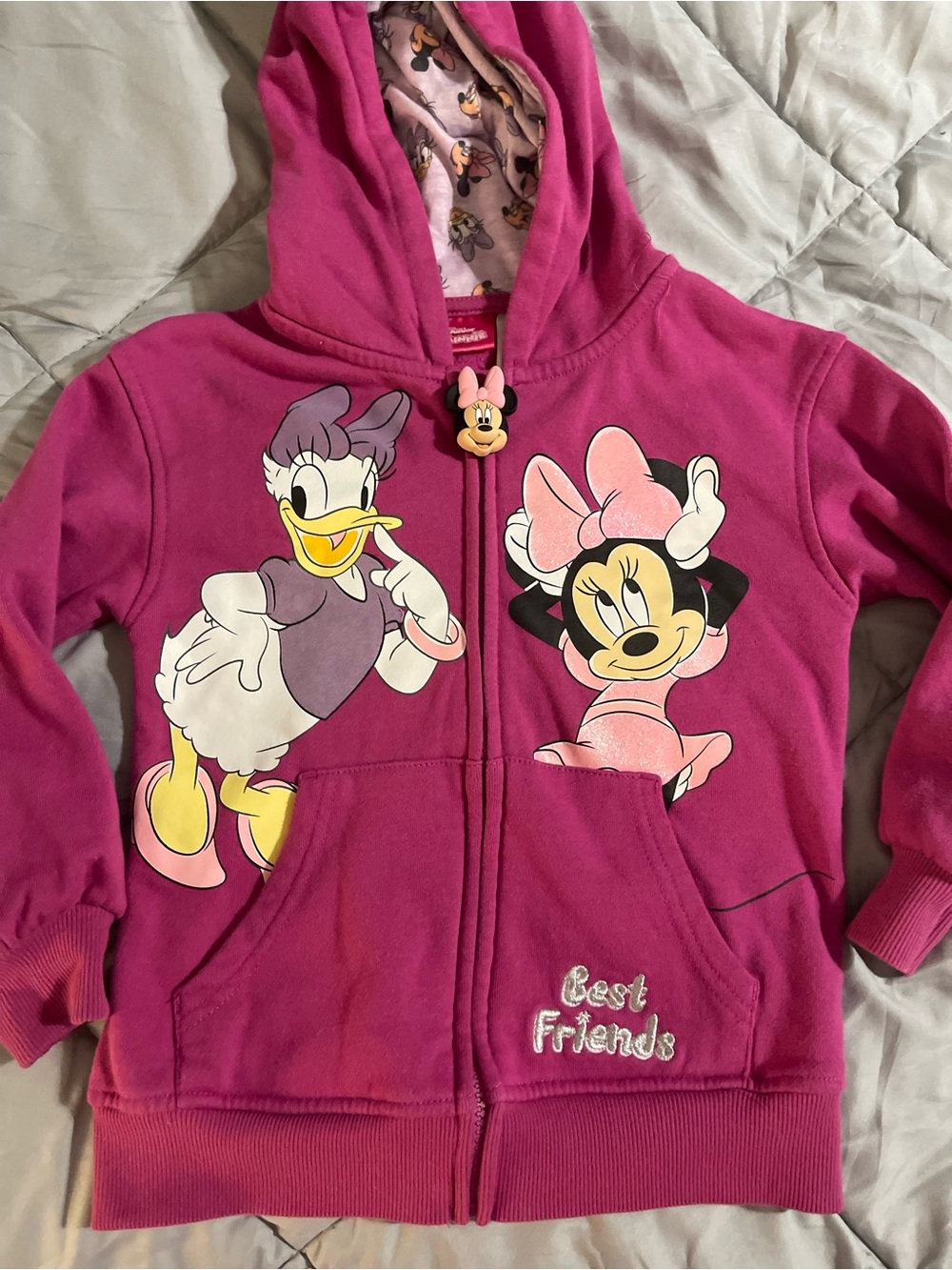 Disney Pink Minnie & Daisy Hooded Zip-Up Sweatshirt for Kids